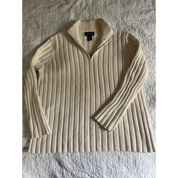 Lauren Ralph Lauren mock neck quarter zip cream sweater,‎ size medium - Picture 1 of 6